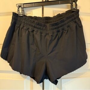 Lululemon Athletica Black Athletic Shorts With Scalloped Edge Design